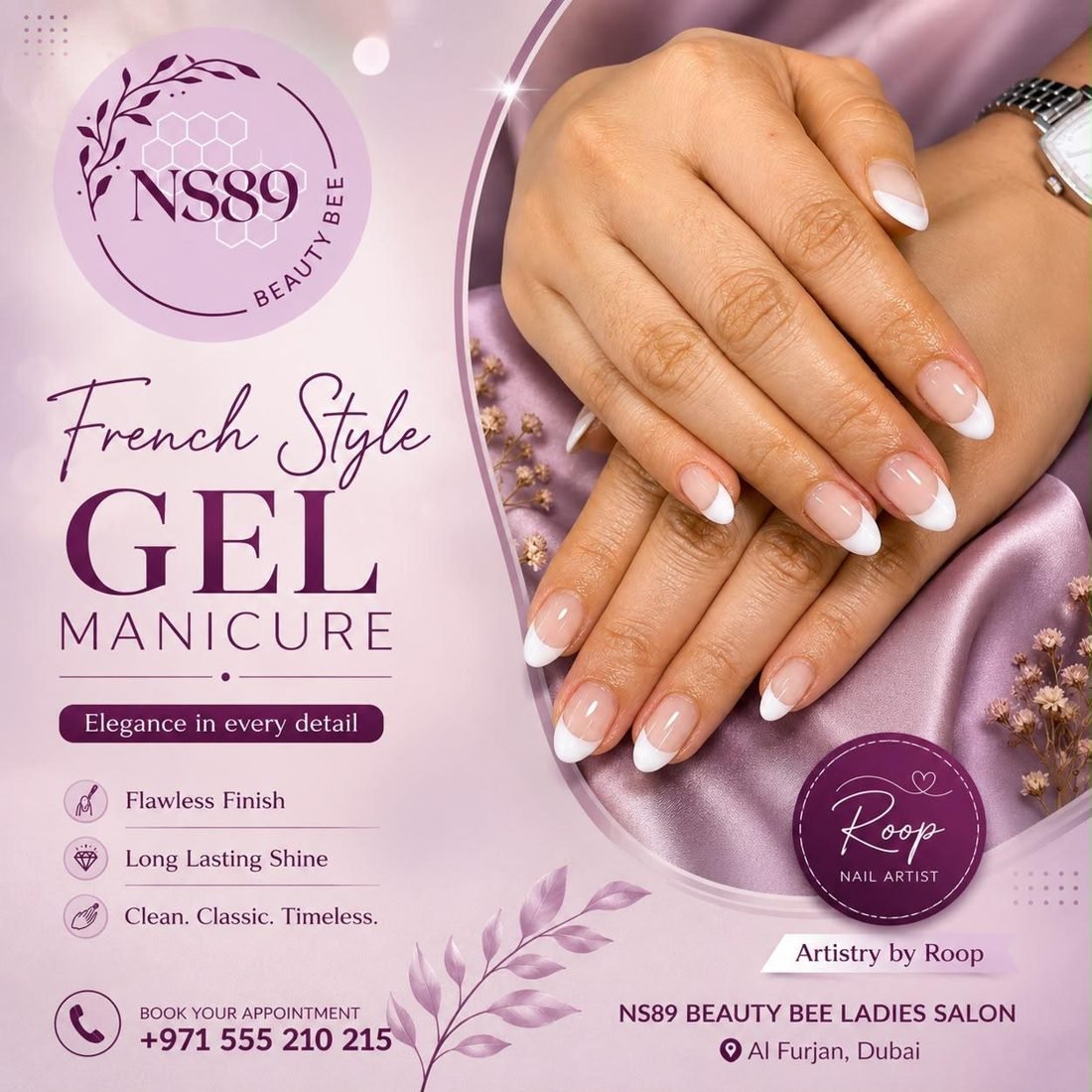 French style gel manicure by Roop