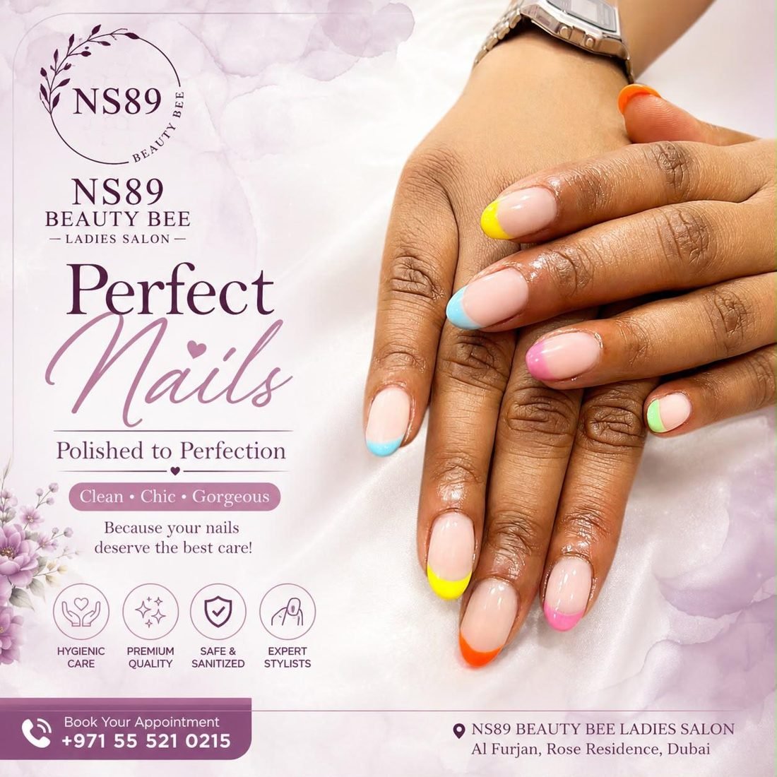 Colourful French tip nails