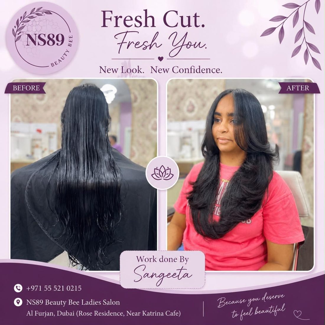 Fresh cut by Sangeeta — before & after